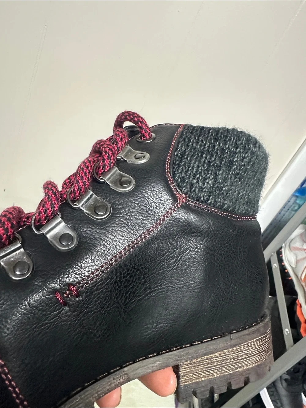 Dirty Laundry Black Ankle Boots with Burgundy Laces